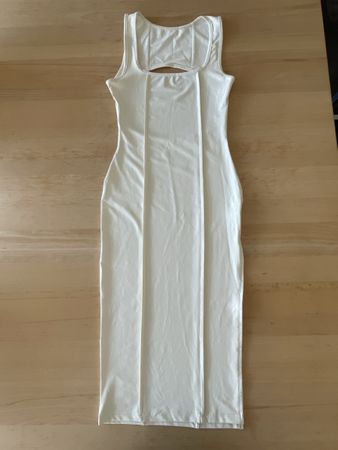 Robe moulante Shein blanc cassé, taille XS, dos nu, neuve
