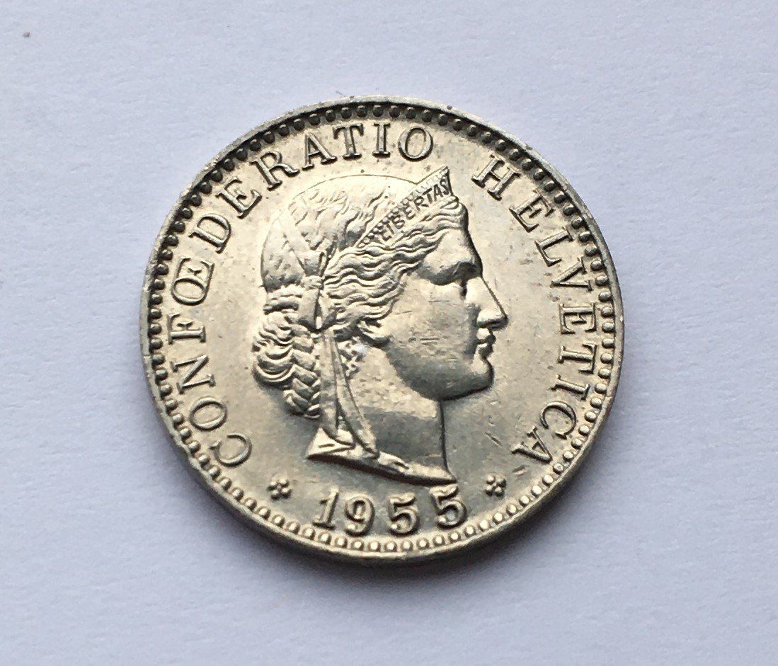 Tutti le monete: 1955 20 Rappen -unz – Nuovo (secondo la descrizione) da Kirchberg SG venduto da Zenhad69