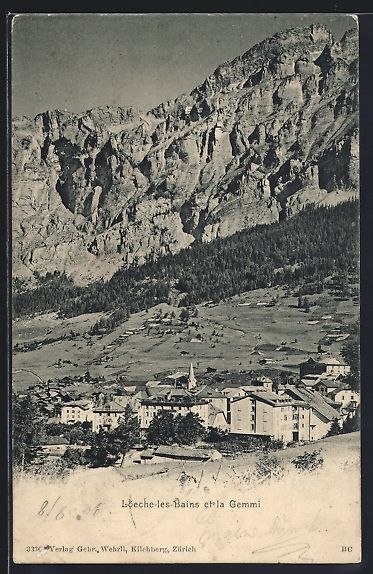 Cartoline postali: Löeche-les Bains, Panorama et la Gemmi, – Usato da Berlin venduto da bartko-reher