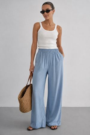 ZARA weite Stoffhose fliessende Hose n Blau - Gr. 38/M NEU