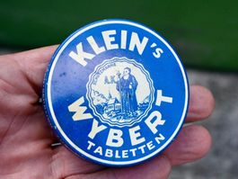 alte Blechdose WYBERT Tabletten ANDRE KLEIN Basel Für Redner