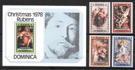Dominica Serie 586-589 + Block Rubens Gemälde ** 16.10.1978
