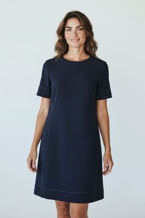 Twinset Kleid dunkelblau kurzarm Gr. 36 Etuikleid