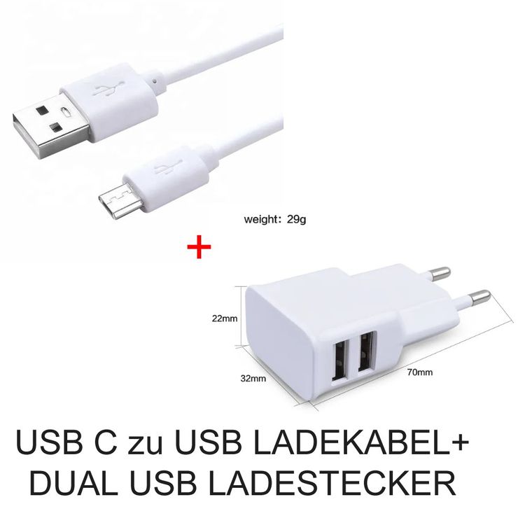 USB C Ladekabel plus Dual USB Ladestecker Weiss Paketangebot (Neu und ...