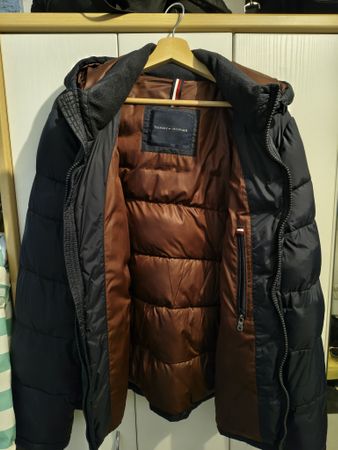 Tommy Hilfiger Winterjacke dunkelblau braun gebraucht 