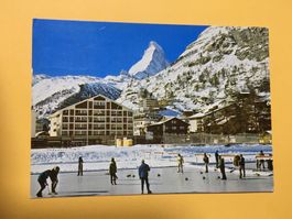 Zermatt mit Matterhorn Curling Hotel Nicoletta 1978