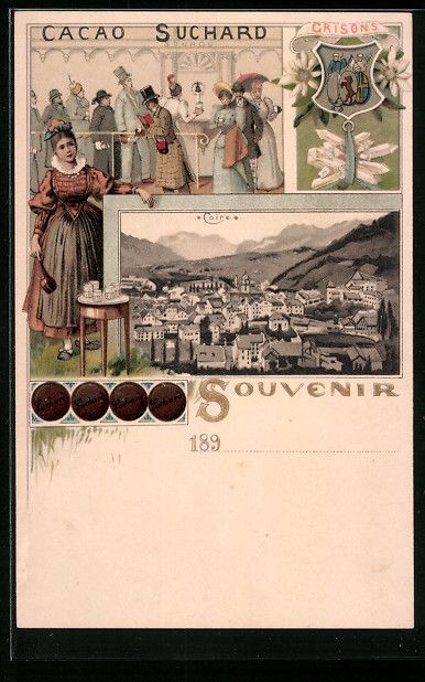 Cartes postales: Litho Chur, Ortsansicht, Kurgäste und W – D'occasion à Berlin par bartko-reher