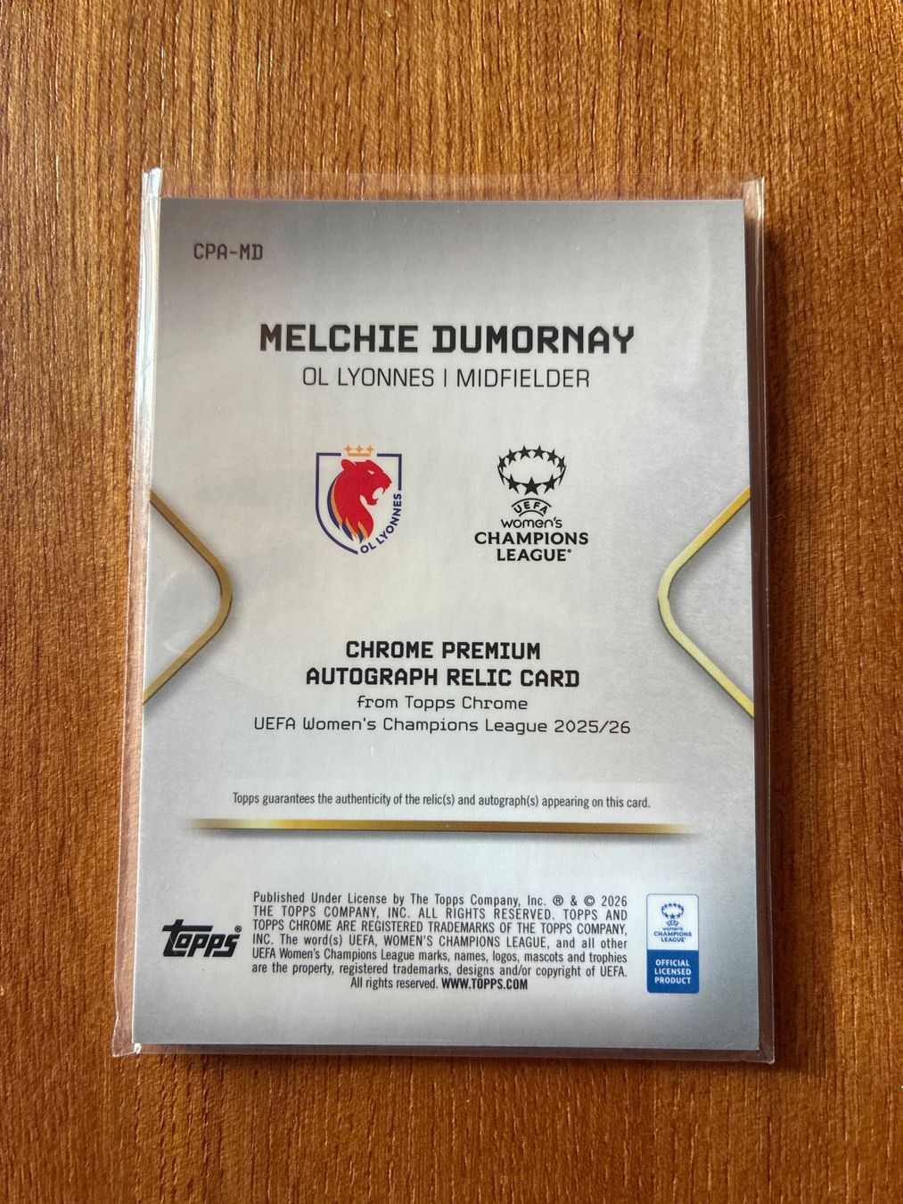 Topps Cartes à collectionner: Topps Chrome Melchie Dumornay Lyon Patch-Autogramm /50 – D'occasion à Wangenried par Garagara 1