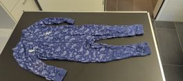 Kinder Pyjama Overall Jumpsuit Dino Skelett Blau Gr 110/116