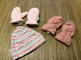 2 Paar Handschuhe und Mütze, Gr. 80 bis 92 🌸