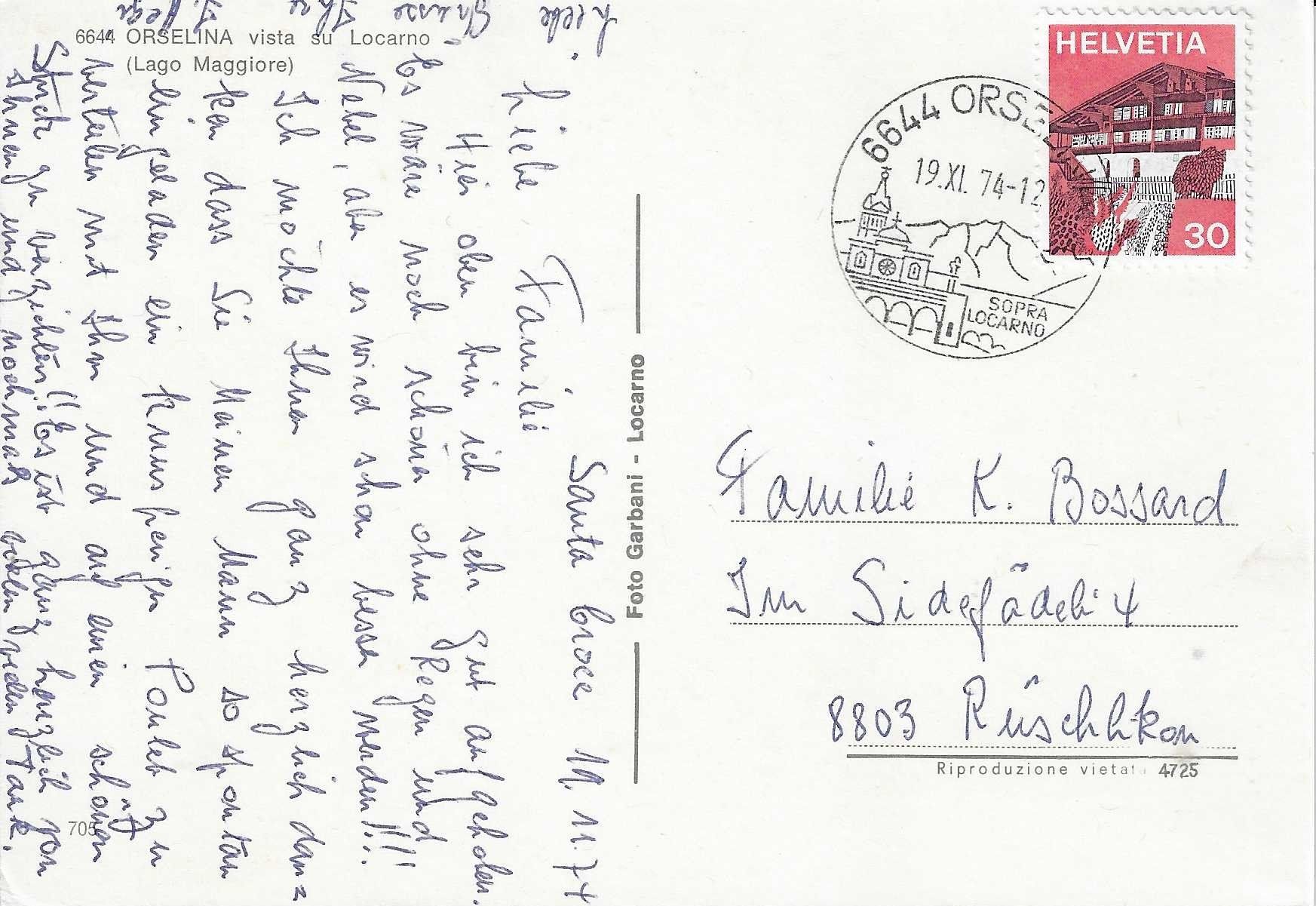 Cartoline postali: Orselina vista su Locarno TI – Usato da Rothrist venduto da Stranglehold 1