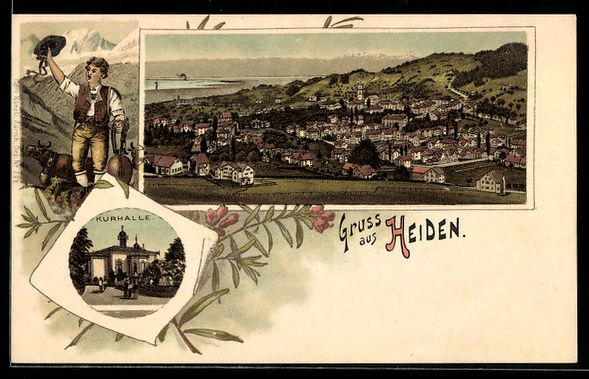 Ansichtskarten: Litho Heiden, Kurhalle, Teilansicht – Gebraucht aus Berlin von bartko-reher