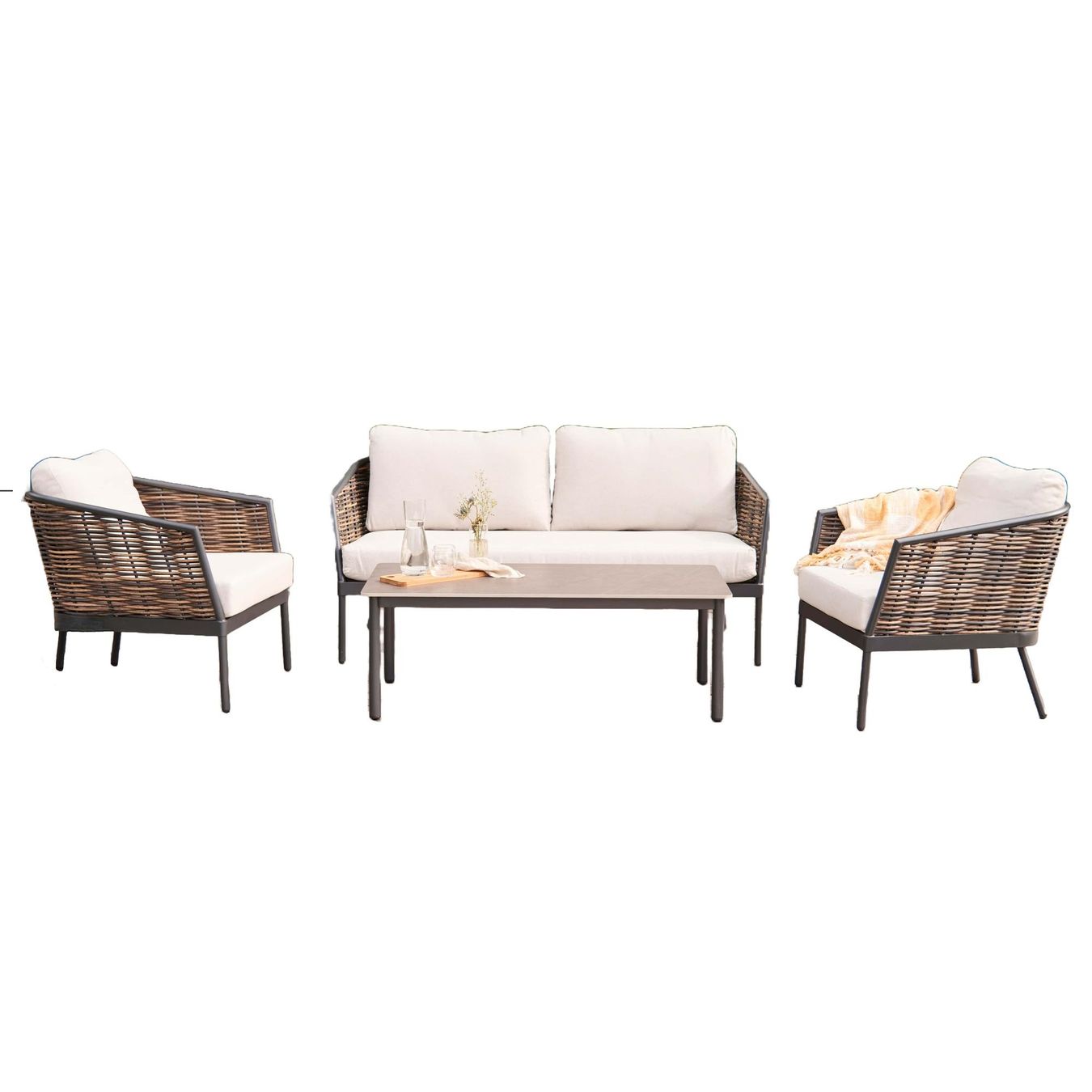 Tischset: Gartenlounge Daniela - 4tlg. - Weiss,Braun – Neu und originalverpackt aus Bremgarten AG von simpliCH