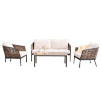 Gartenlounge Daniela - 4tlg. - Weiss,Braun