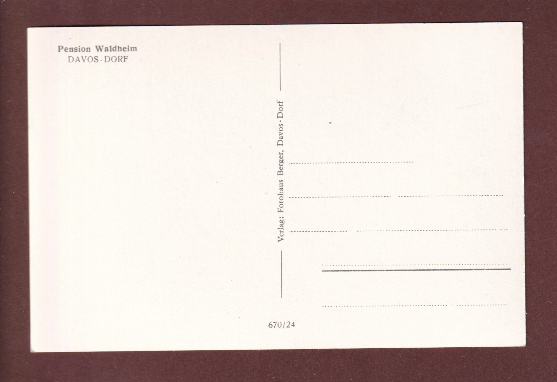 Cartoline postali: DAVOS-DORF - Pension Waldheim – Usato da Pully venduto da nicecards 1