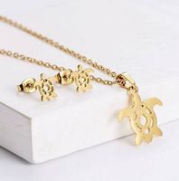 0032a-Romantisches 18K Gold-Schmuckset-Anhänger und Ohrringe