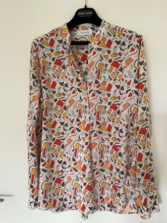 AGLINI Seiden Bluse Gr 40 ecrue mit Elasthan