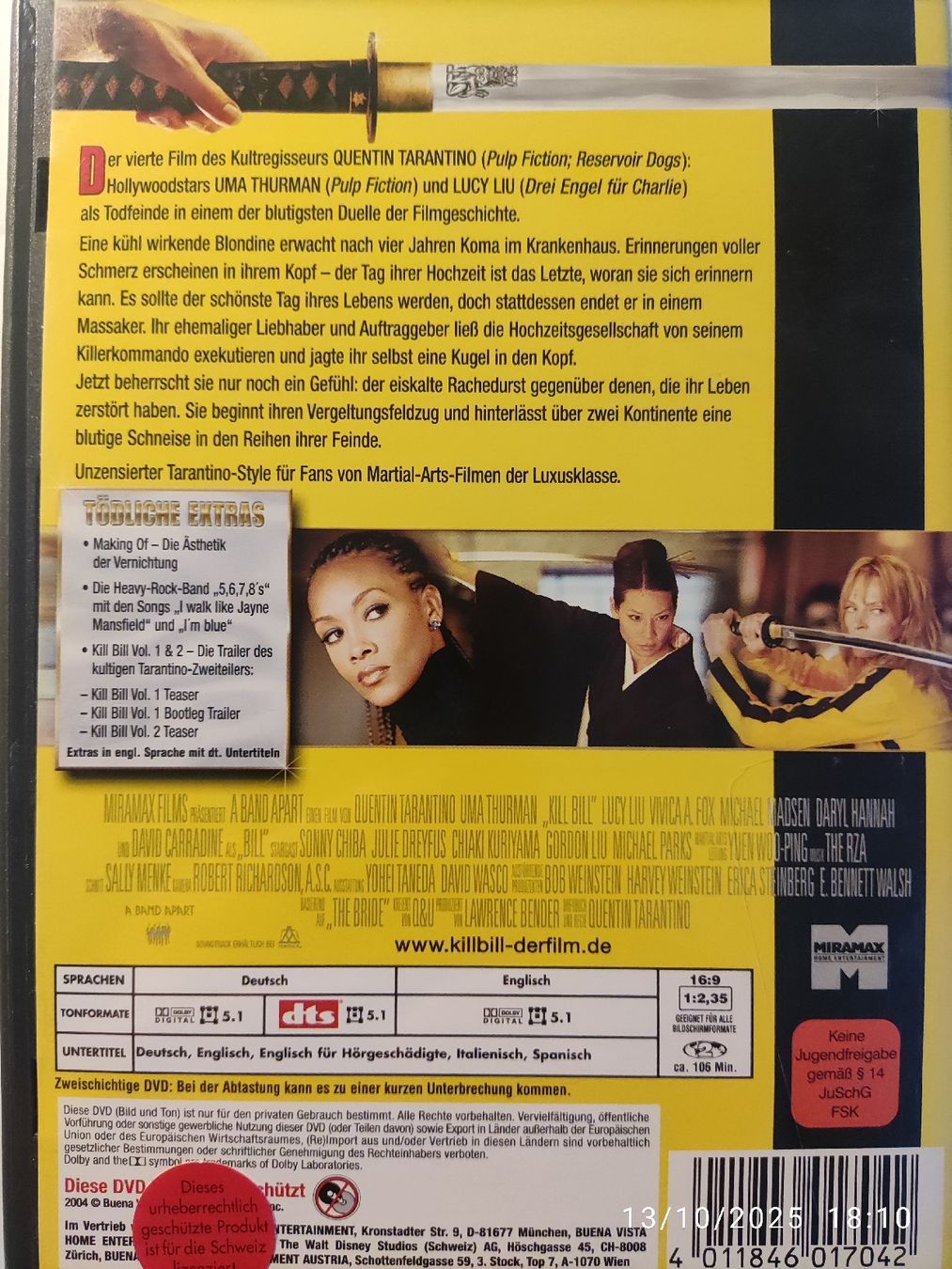 Tutti i DVDs: Kill Bill Volume 1 – Usato da Basel venduto da Alacant 1