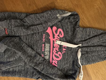 Superdry Hoodie Grau/Rosa, Grösse S, Neuwertig