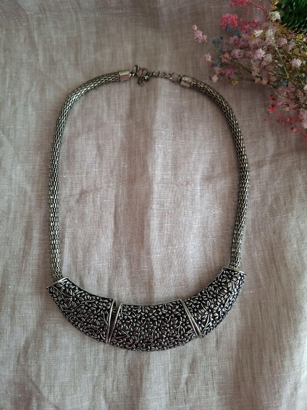 Ketten: Collier Vintage Statement Argenté Floral – Neu (gemäss Beschreibung) aus Lutry von Sim_Sta 5