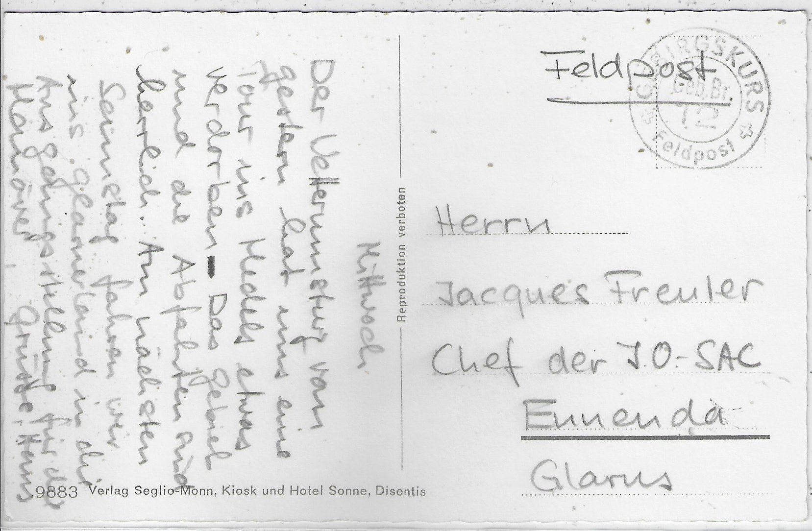 Ansichtskarten: Disentis im Winter – Gebraucht aus Ettingen von Kartenplanet 1