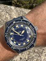 Montre OMEGA Seamaster 120 automatique vintage cuir bleu