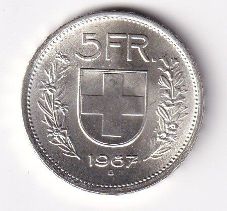 Tutti le monete: 5 Franken 1967 fast unz – Usato da Neuchâtel venduto da karlpierrino