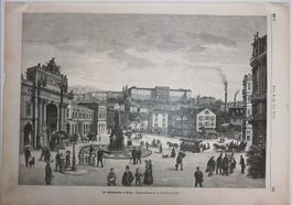 Zürich Bahnhofplatz Holzstich grosse Ansicht