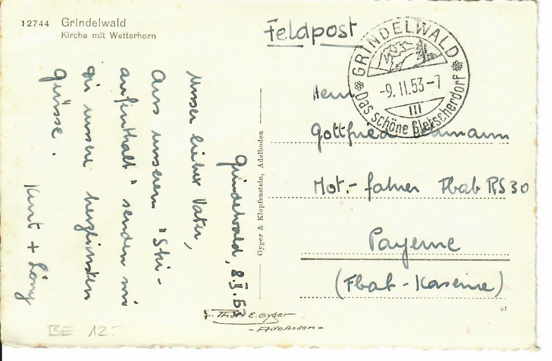 Cartoline postali: Grindelwald 1953 – Usato da Hochdorf venduto da Ziegel-16 1
