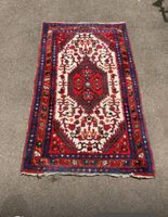 Teppich handgeknüpft Wolle Indien 100% rot blau