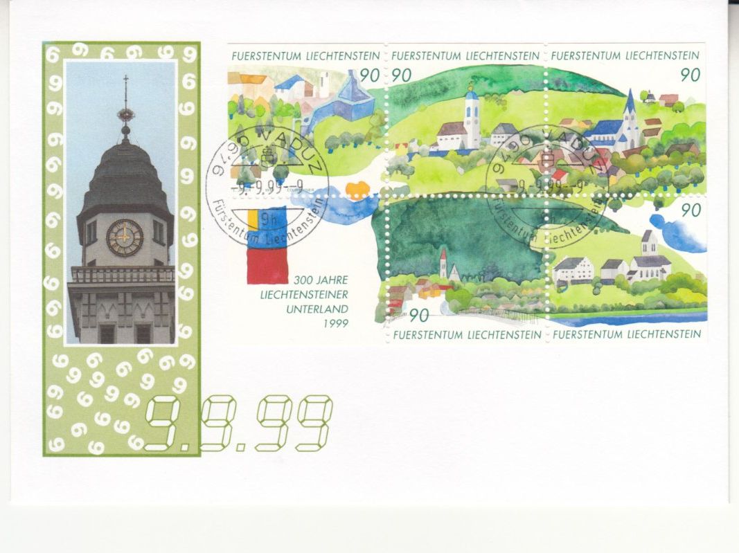 Tutti i francobolli: Schnapszahl 9.9.99 mit ST Vaduz – Usato da Bürglen TG venduto da StampGraf