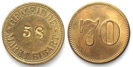 MARKTBIBART (Bayern) 70 Pfennig o.J. (1917) Messing