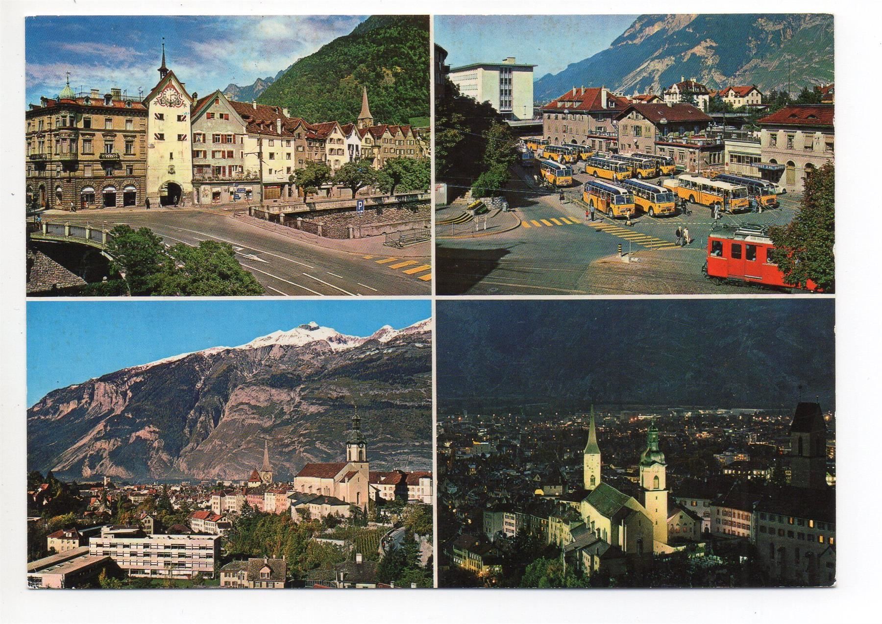 Cartoline postali: CHUR Obertor, Bahnhofplatz, Bahn, Postauto – Nuovo (secondo la descrizione) da Jona venduto da philajona