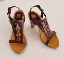 Boss Orange Sandalen Holzabsatz Gr. 38 Leder braun senfgelb