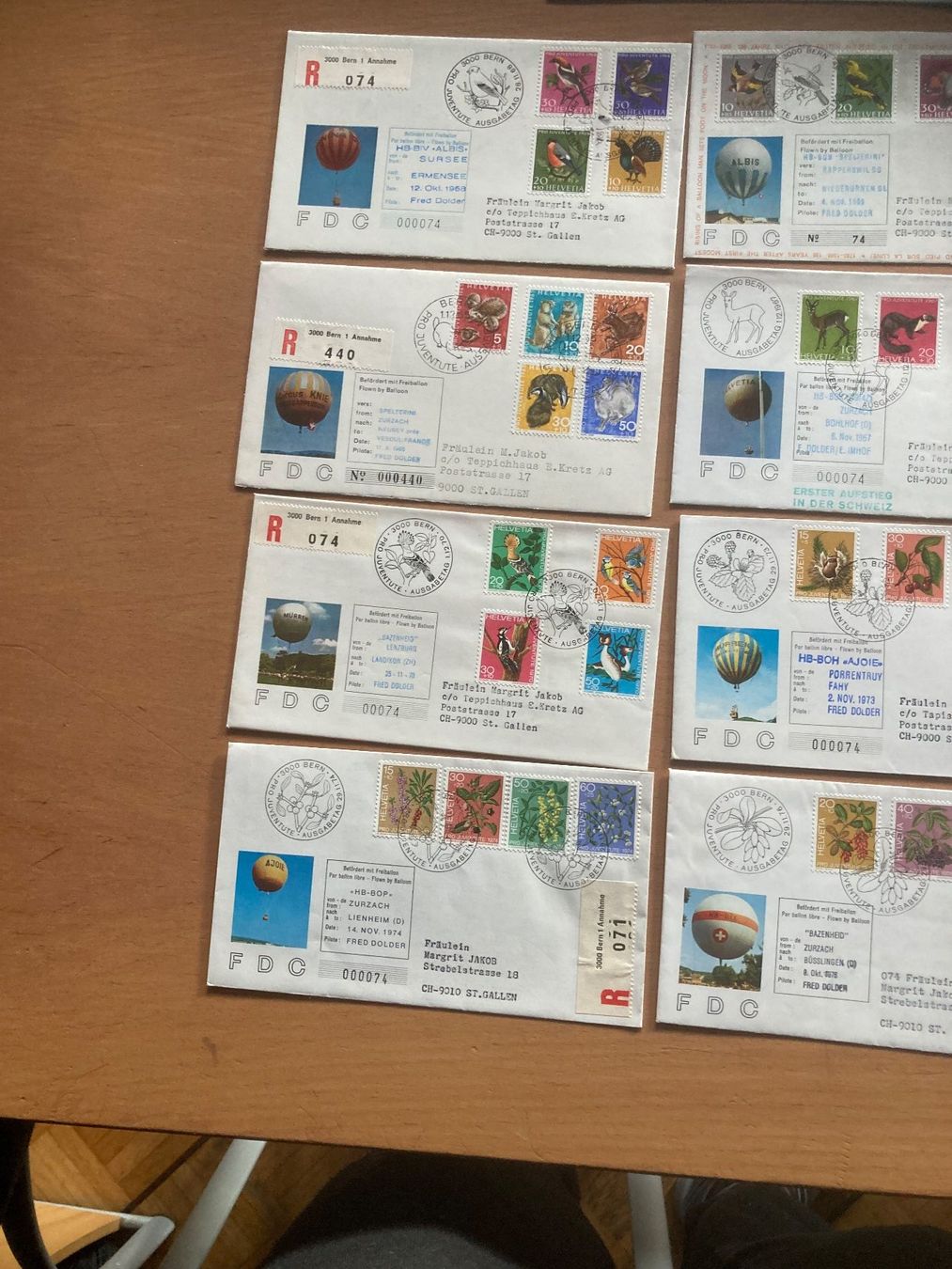 Tutti i francobolli: 14 Briefe FDC Ballonpost / Freiballon – Usato da Kriens venduto da Meier72 1
