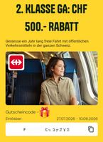 CHF 500.- Gutschein für ein SBB Generalabonnement (GA)