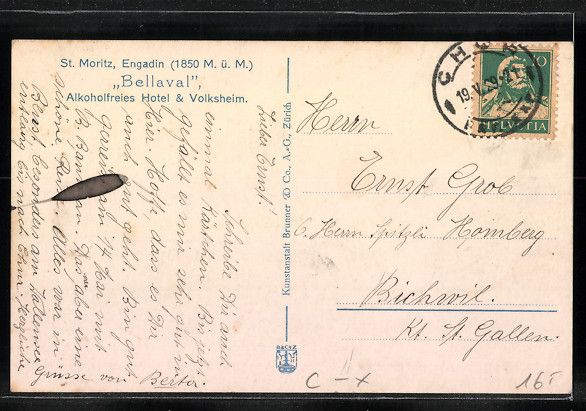 Cartoline postali: St. Moritz /Engadin, Alkoholfreies Hotel – Usato da Berlin venduto da bartko-reher 1