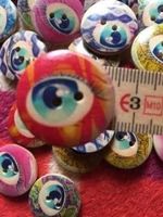 10 Knöpfe mit Augen gross holz Näh Knopf annähen Auge OVP