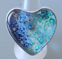 Silber 925 Glas Herz Fingerring