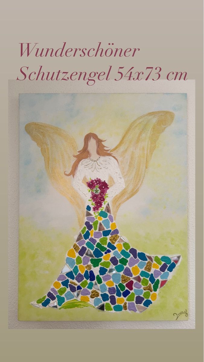 Dipinti: Wunderschöner Schutzengel, handgemalt, 54x73cm, Unikat – Nuovo (secondo la descrizione) da Oftringen venduto da Solima