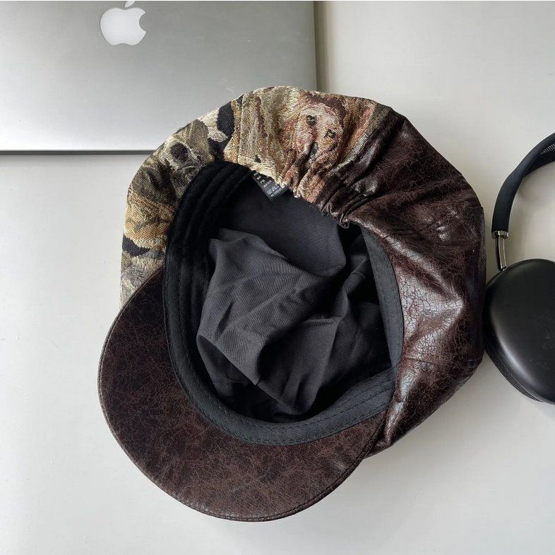 Copricapi, berretti & cappellini: Retro patchwork beret cap Braun - Casquette béret – Nuovo e nell'imballaggio originale da Lausanne venduto da FASHION-WORLD-SHOP 1
