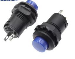 10Stk DS-228 12mm Druckknopf momentär 250V 1.5A blau