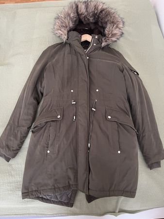 Damen Parka Khaki Grösse 36, Kunstpelz