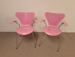 2x Fritz Hansen Stuhl in Pink Holzstuhl Desig-Klassiker