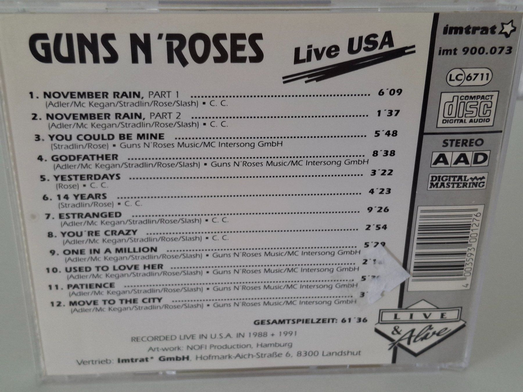 CD: CD Guns N' Roses - Live USA – Usato da Aarberg venduto da Jackup1 1