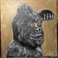 Original Acrylgemälde auf Leinwand. Kleiner Gorilla 50x50