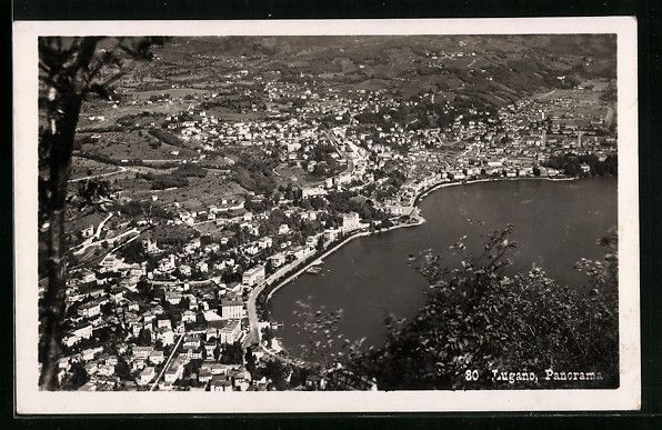 Cartoline postali: AK Lugano, Gesamtansicht mit See – Usato da Berlin venduto da bartko-reher