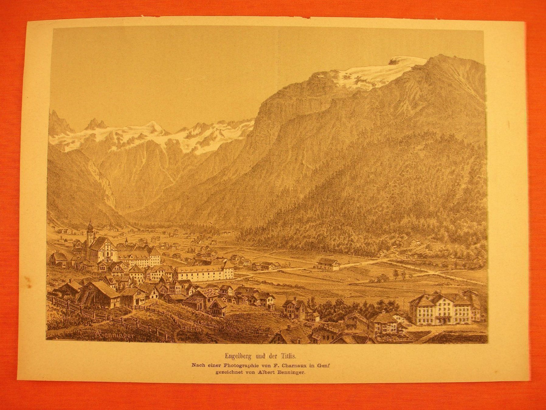 Grafica & Litografie: ENGELBERG, LITHOGRAPHIE 1881 – Usato da Grüningen venduto da Kartensammler 1