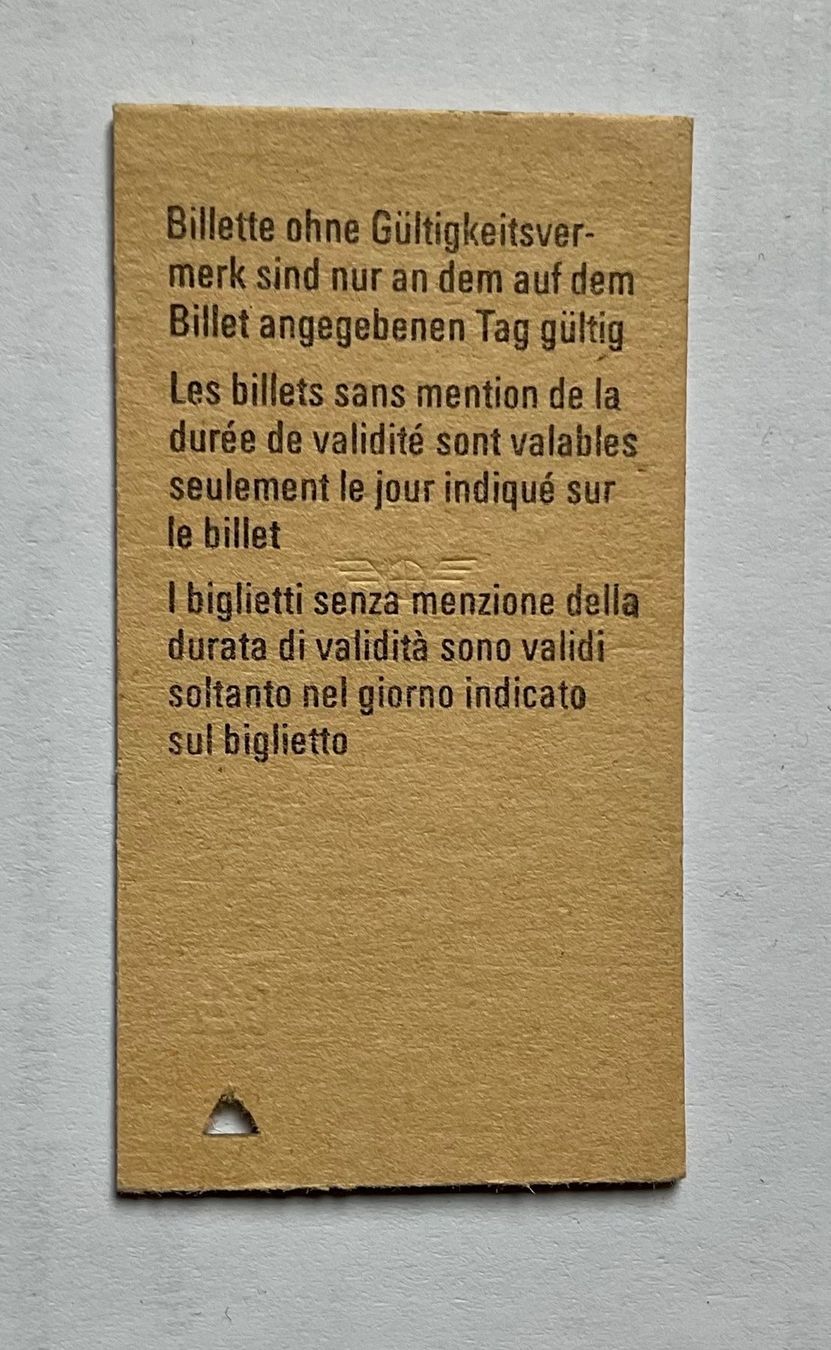 Tickets: Billett SBB aus Karton von 1984 – Gebraucht aus Endingen von nathan05 1