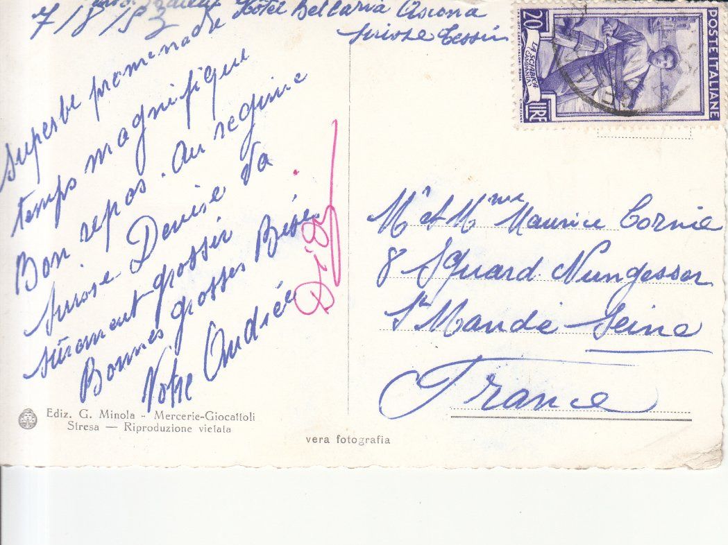 Cartoline postali: Stresa 1953 – Usato da Bürglen TG venduto da StampGraf 1